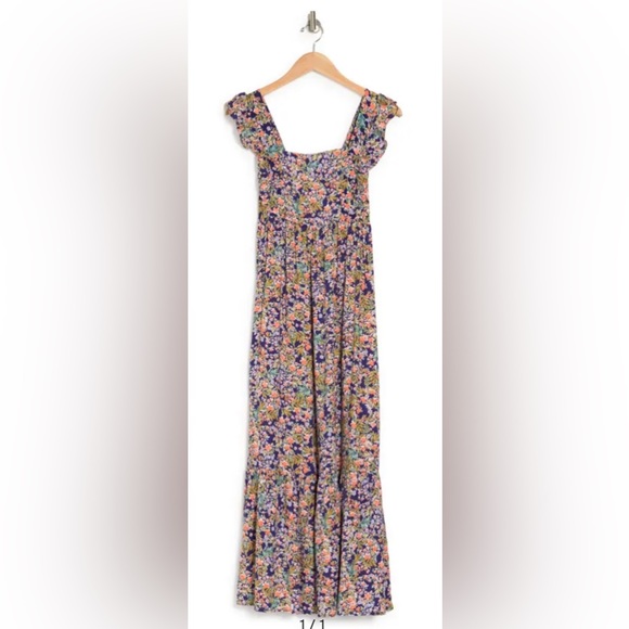 love ady Dresses & Skirts - Love Ady Flutter Trim Navy Floral Maxii Dress size Medium (6-8) NWT